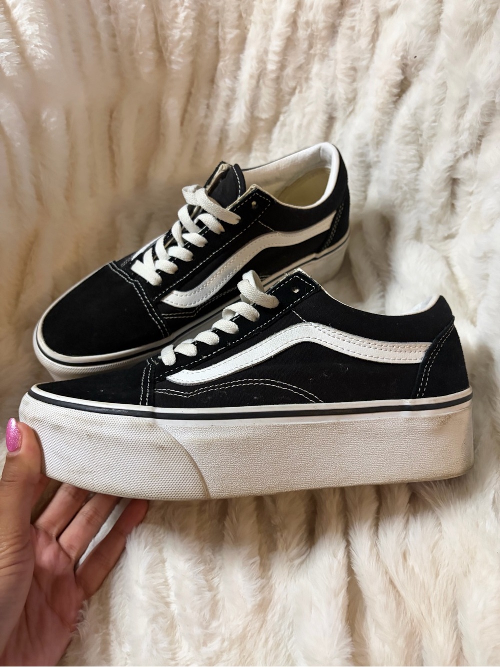 Black and White Platform Sneakers - Women